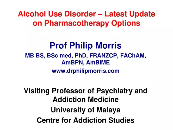 alcohol use disorder latest update on pharmacotherapy options