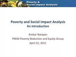 Poverty and Social Impact Analysis An Introduction