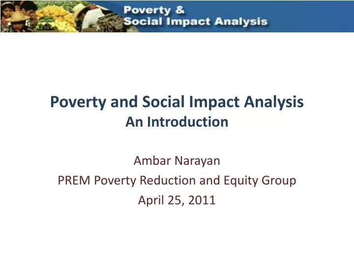 poverty and social impact analysis an introduction
