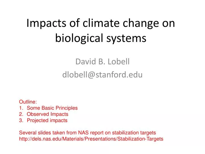 impacts of climate change on biological systems