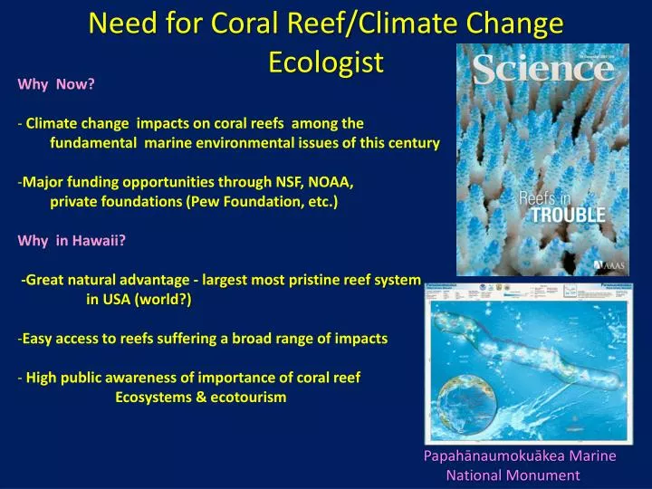 need for coral reef climate change ecologist