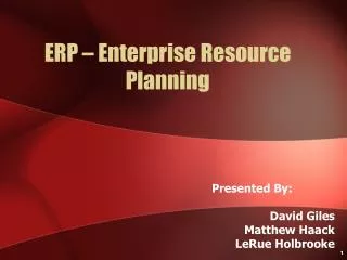 ERP – Enterprise Resource Planning