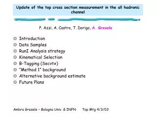Update of the top cross section measurement in the all hadronic channel