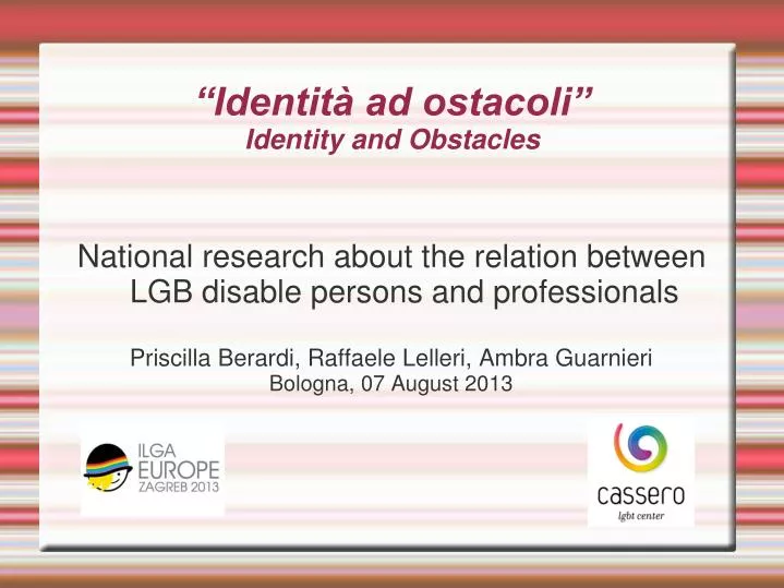identit ad ostacoli identity and obstacles