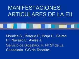 manifestaciones articulares de la eii