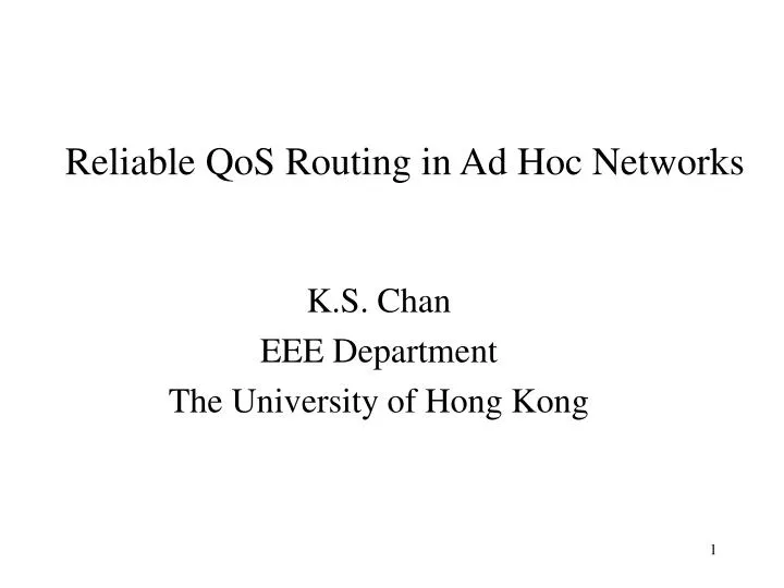 reliable qos routing in ad hoc networks