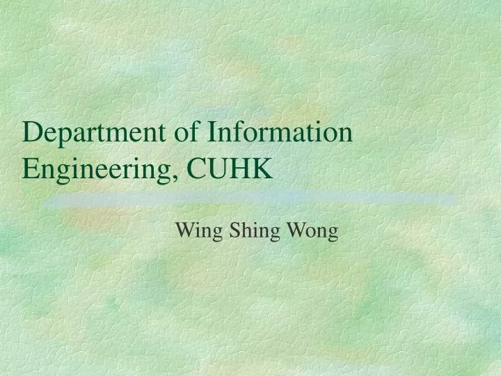 department of information engineering cuhk