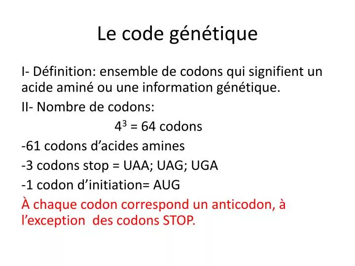 le code g n tique