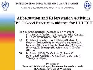 Afforestation and Reforestation Activities IPCC Good Practice Guidance for LULUCF