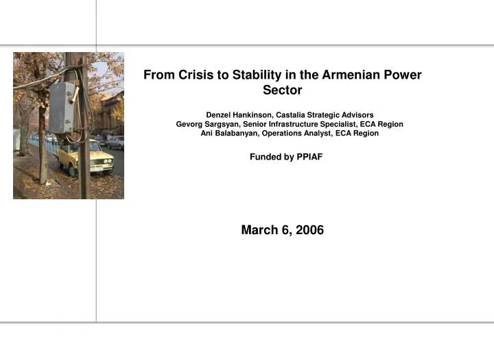 from crisis to stability in the armenian power sector
