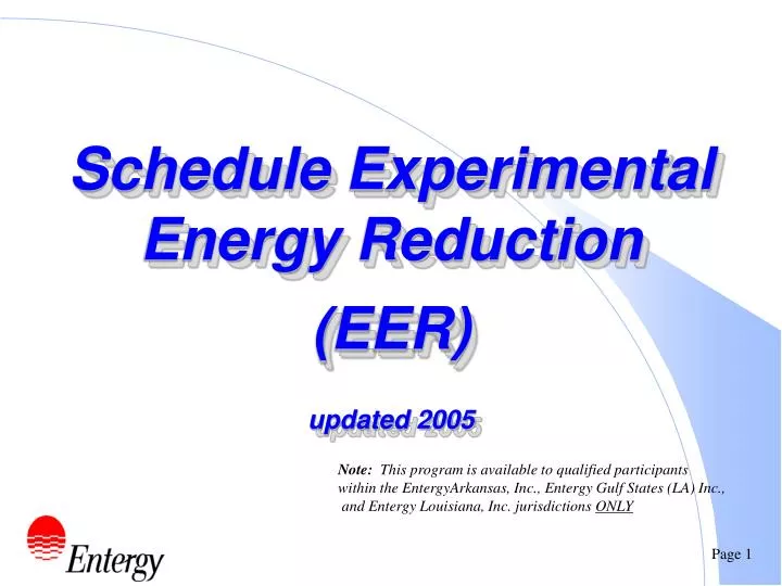schedule experimental energy reduction eer updated 2005