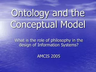 Ontology and the Conceptual Model