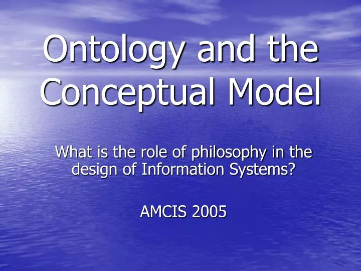 ontology and the conceptual model