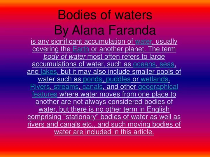 bodies of waters by alana faranda