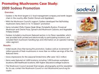 Promoting Mushrooms Case Study: 2009 Sodexo Promotion