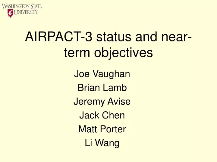 airpact 3 status and near term objectives