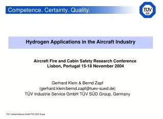 Hydrogen Applications in the Aircraft Industry