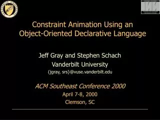 Constraint Animation Using an Object-Oriented Declarative Language