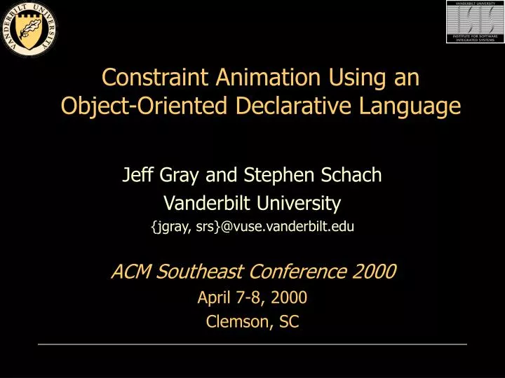 constraint animation using an object oriented declarative language
