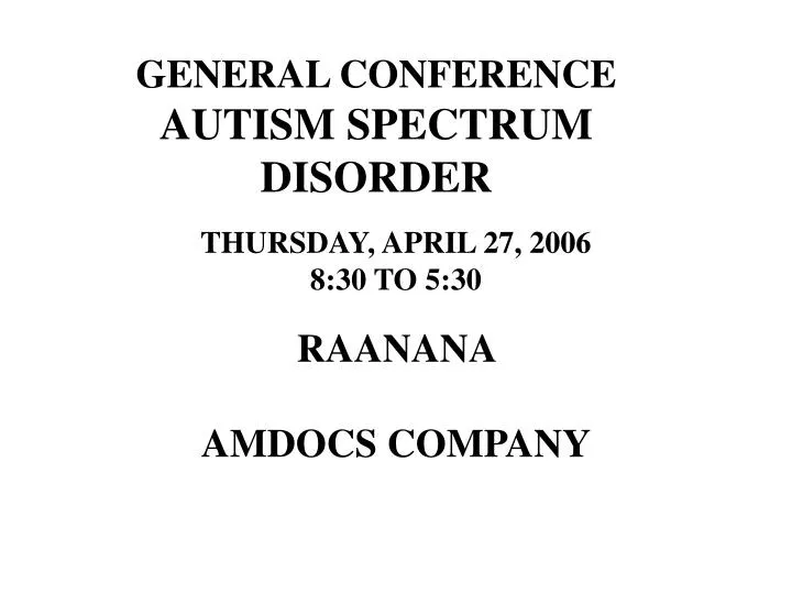 general conference autism spectrum disorder