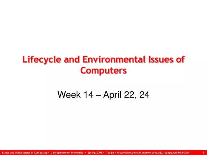 lifecycle and environmental issues of computers