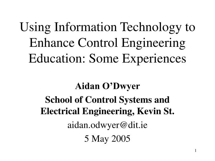 using information technology to enhance control engineering education some experiences