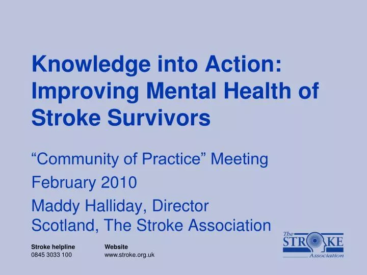 knowledge into action improving mental health of stroke survivors