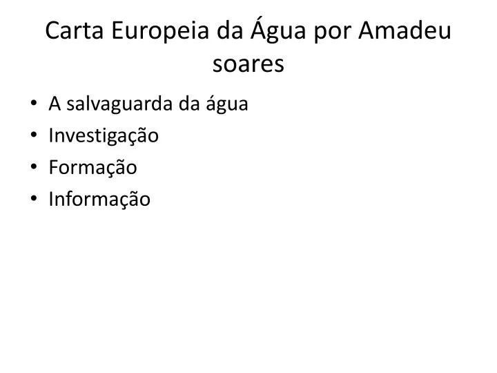 carta europeia da gua por amadeu soares