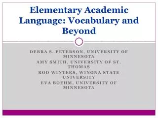 Elementary Academic Language: Vocabulary and Beyond