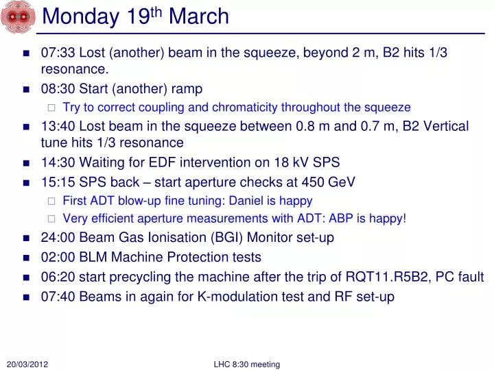 monday 19 th march