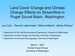Land Cover Change and Climate Change Effects on Streamflow in Puget Sound Basin, Washington