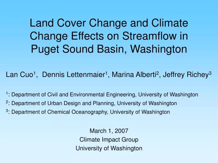 land cover change and climate change effects on streamflow in puget sound basin washington