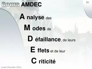 a nalyse des m odes de d faillance de leurs e ffets et de leur c riticit