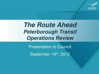 The Route Ahead Peterborough Transit Operations Review