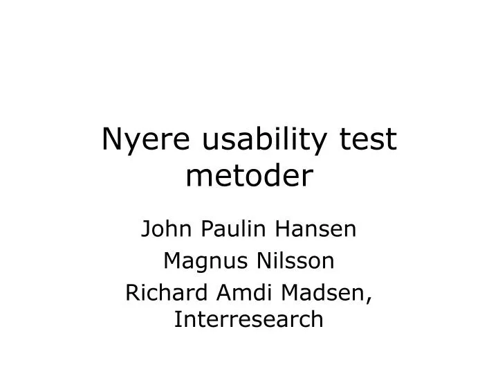 nyere usability test metoder