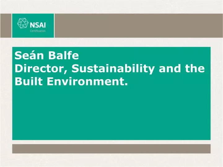 se n balfe director sustainability and the built environment