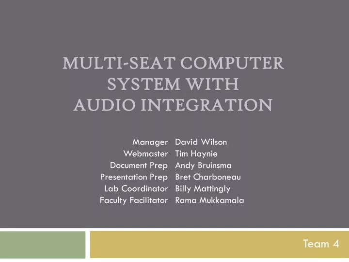 multi seat computer system with audio integration