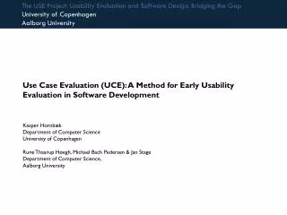 Use Case Evaluation (UCE): A Method for Early Usability Evaluation in Software Development