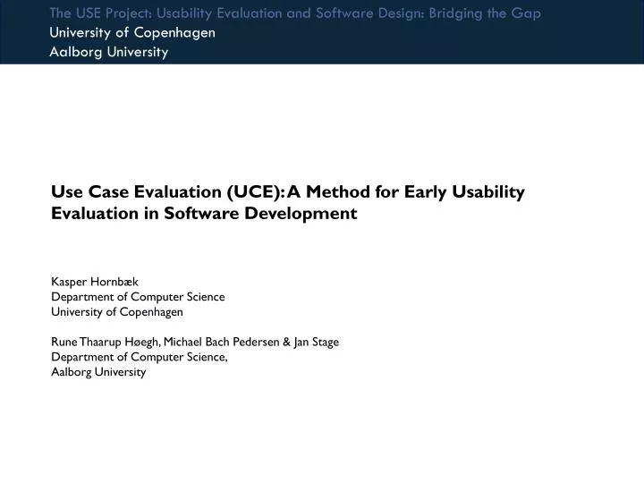 use case evaluation uce a method for early usability evaluation in software development
