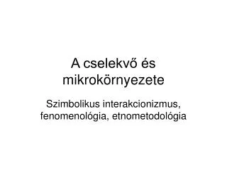 a cselekv s mikrok rnyezete