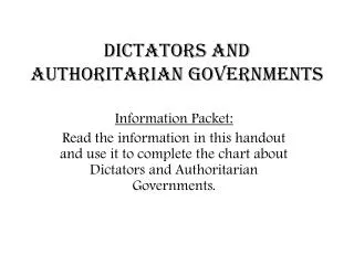 Dictators and Authoritarian Governments