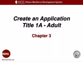 Create an Application Title 1A - Adult