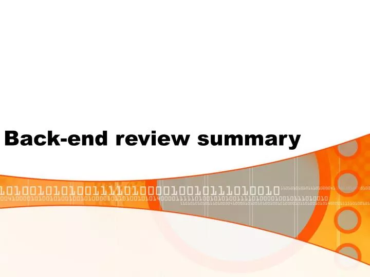 back end review summary