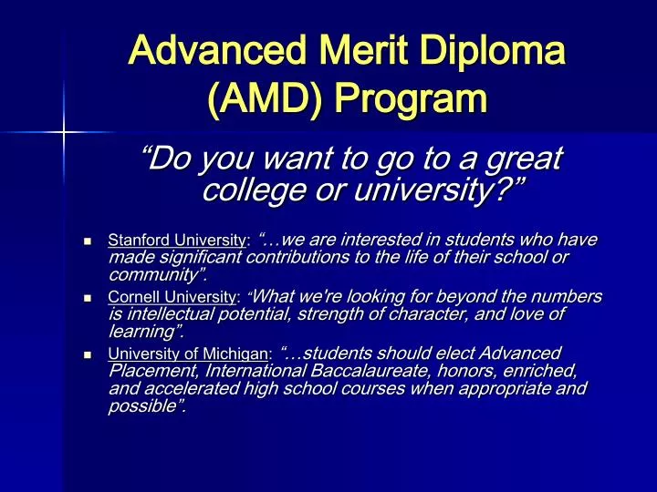 advanced merit diploma amd program