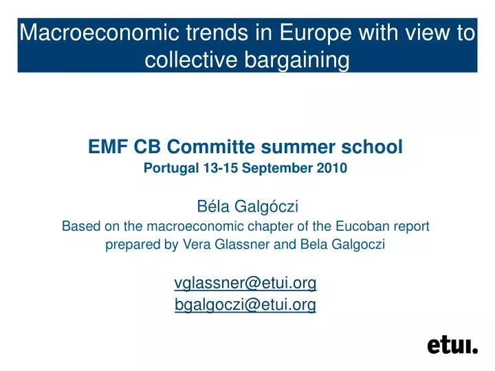 macroeconomic trends in europe with view to collective bargaining