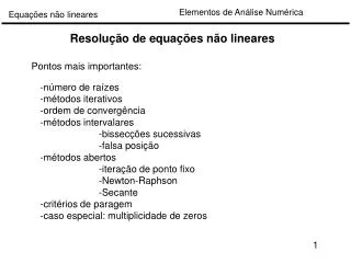 resolu o de equa es n o lineares