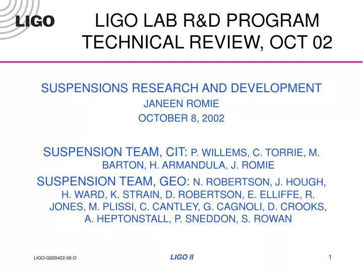 ligo lab r d program technical review oct 02