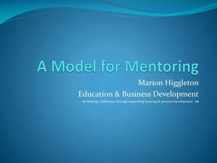a model for mentoring