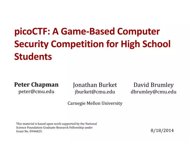 picoctf a game based computer security competition for high school students