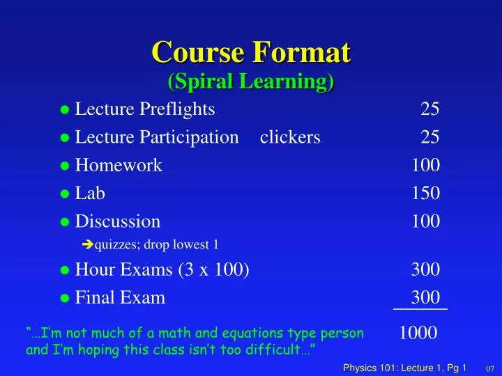 course format spiral learning